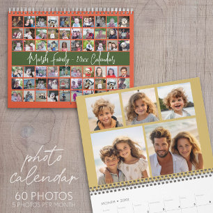 Aangepaste moderne familiefoto terra cotta - 60 fo kalender