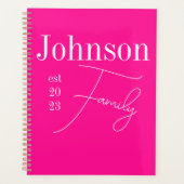 Aangepaste moderne familienaam Hot Pink Planner (Voorkant)