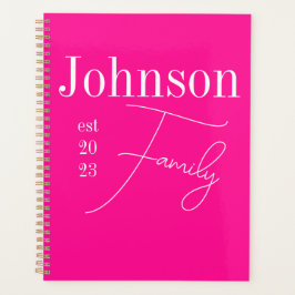 Aangepaste moderne familienaam Hot Pink Planner
