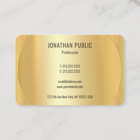 Aangepaste, moderne Faux Gold Sjabloon Luxe Visitekaartje (Achterkant)