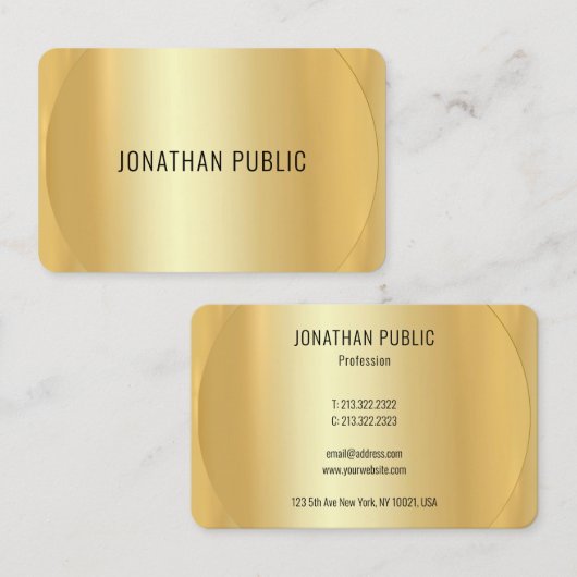 Aangepaste, moderne Faux Gold Sjabloon Luxe Visitekaartje (Voorkant / Achterkant)