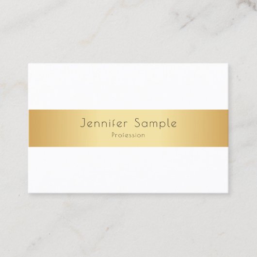 Aangepaste, moderne Faux Gold White-Sjabloon Visitekaartje (Voorkant)