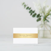 Aangepaste, moderne Faux Gold White-Sjabloon Visitekaartje (Staand voorkant)