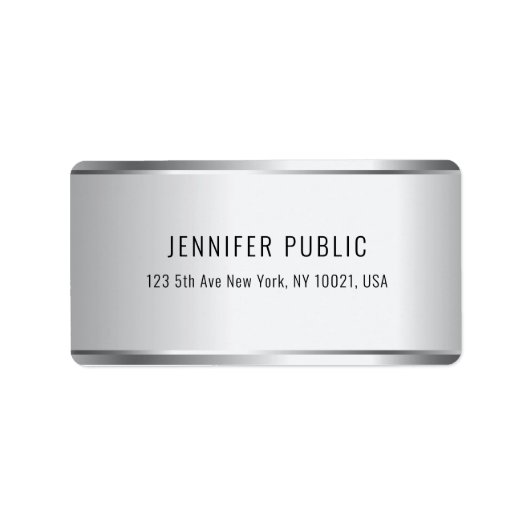 Aangepaste, moderne Faux Silver Metallic look Etiket (Voorkant)