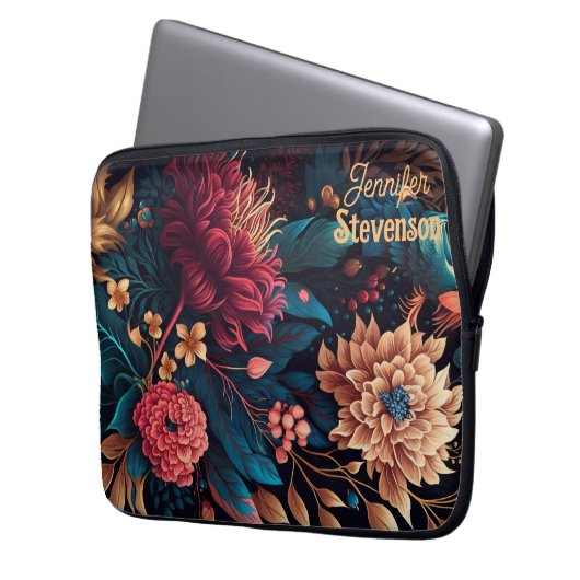 Aangepaste, moderne Floral Bright kleuren op maat Laptop Sleeve (Voorkant Links)