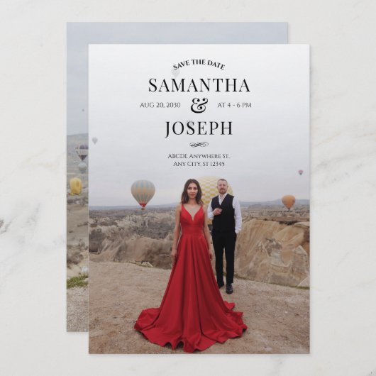 Aangepaste moderne foto bruiloft  save the date (Voorkant / Achterkant)