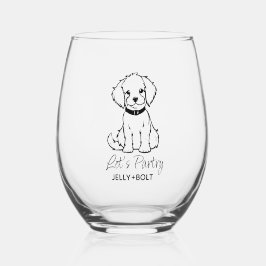 Aangepaste moderne foto elegante hond wijnglas zonder voet