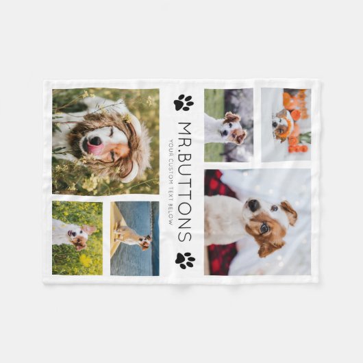 Aangepaste moderne foto Foto Collage Dog Kat Lover Fleece Deken (Voorkant (Horizontaal))