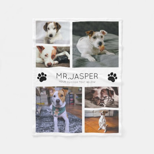 Aangepaste moderne foto Foto Collage Dog Kat Lover Fleece Deken (Voorkant)
