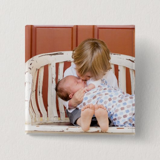 Aangepaste moderne foto gepersonaliseerd vierkante button 5,1 cm (Voorkant)