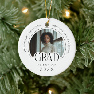 Aangepaste moderne foto-herinnering afstuderen keramisch ornament