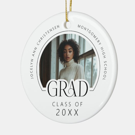 Aangepaste moderne foto-herinnering afstuderen keramisch ornament (Links)