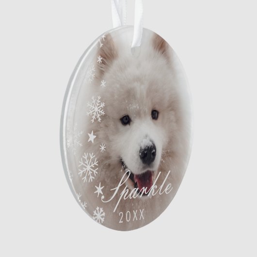 Aangepaste moderne foto met sneeuwvlokken ornament (voorkant)