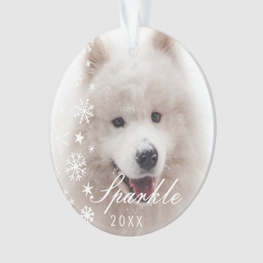 Aangepaste moderne foto met sneeuwvlokken ornament (voorkant)