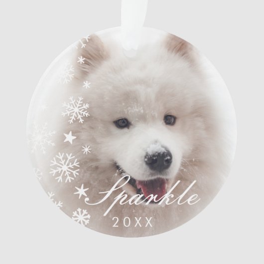 Aangepaste moderne foto met sneeuwvlokken ornament (voorkant)