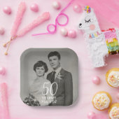 aangepaste moderne foto voor huwelijksverjaardag papieren bordje (Feest)