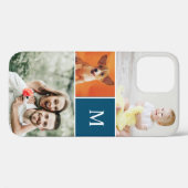 Aangepaste Moderne Fotocollage Blauw Monogram Case-Mate iPhone Case (Achterkant (horizontaal))