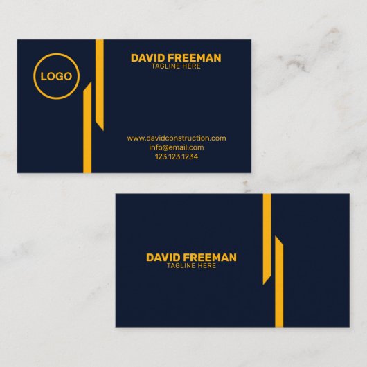Aangepaste moderne Gele en Blauwe Logo constructie Visitekaartje (Voorkant / Achterkant)