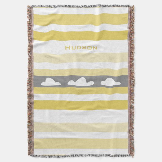 Aangepaste, moderne gele gestreept wolken deken (Voorkant Verticaal)