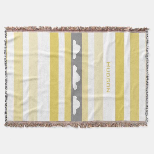 Aangepaste, moderne gele gestreept wolken deken (Voorkant)