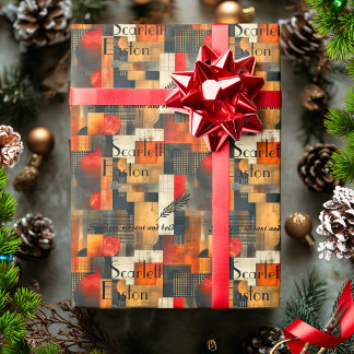 Aangepaste moderne geometrische, zwarte en bruine cadeaupapier