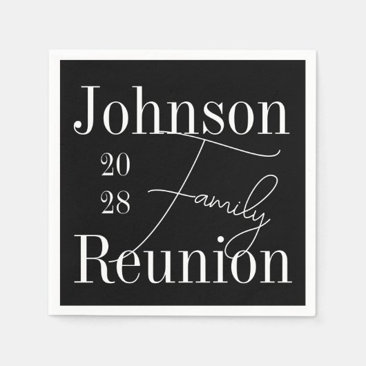Aangepaste moderne gezinshereniging zwart-wit servet (Voorkant)