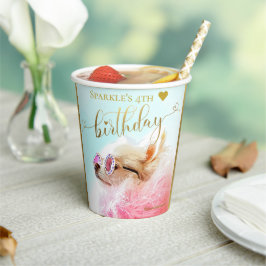 Aangepaste, moderne Gold Script Pet Dog Birthday Papieren Bekers