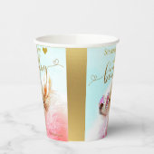Aangepaste, moderne Gold Script Pet Dog Birthday Papieren Bekers (Links)
