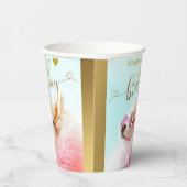 Aangepaste, moderne Gold Script Pet Dog Birthday Papieren Bekers (Rechts)