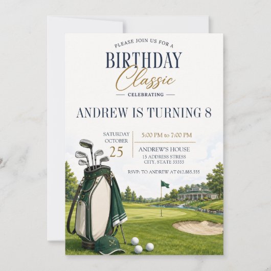 Aangepaste moderne golf verjaardag kaart (Voorkant)