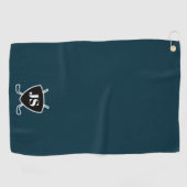 Aangepaste moderne golfthema Logo Monogram Golfhanddoek (Horizontaal)