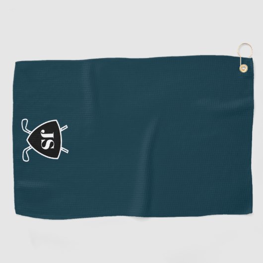 Aangepaste moderne golfthema Logo Monogram Golfhanddoek (Horizontaal)