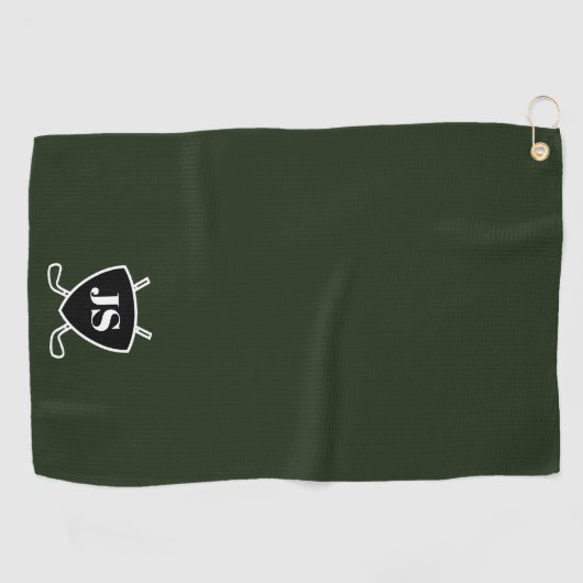 Aangepaste moderne golfthema Logo Monogram Golfhanddoek (Horizontaal)