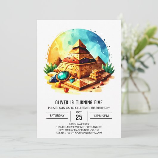 Aangepaste moderne gouden piramides Verjaardag Kaart (Staand voorkant)