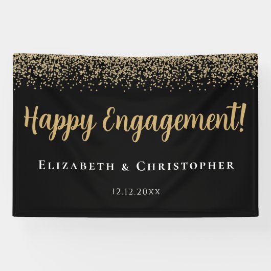 Aangepaste moderne gouden verlovingsbanner spandoek (Horizontaal)