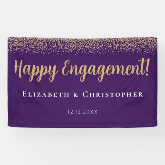 Aangepaste moderne gouden verlovingsfeest spandoek (Horizontaal)
