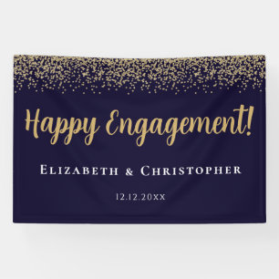 Aangepaste moderne gouden verlovingsfeest spandoek