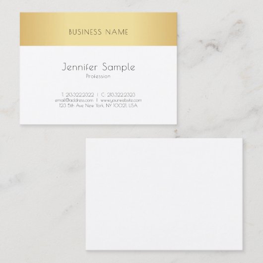 Aangepaste, moderne goudwitte, eenvoudige Sjabloon Visitekaartje (Voorkant / Achterkant)