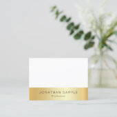 Aangepaste, moderne goudwitte, eenvoudige Sjabloon Visitekaartje (Staand voorkant)