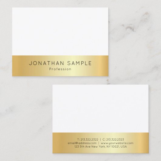 Aangepaste, moderne goudwitte, eenvoudige Sjabloon Visitekaartje (Voorkant / Achterkant)