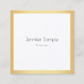 Aangepaste, moderne goudwitte Sjabloon Vierkante Visitekaartje (Voorkant)