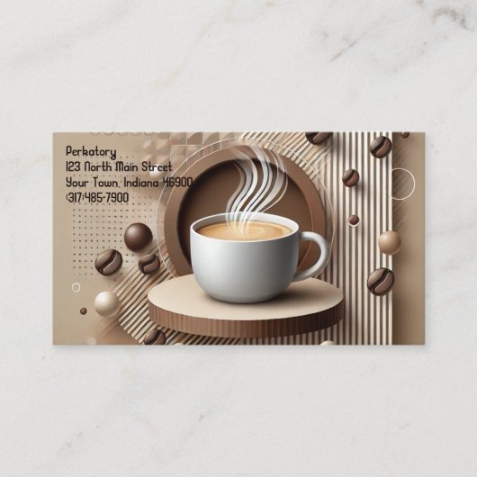 Aangepaste moderne grafische coffeeshop en punch visitekaartje (Voorkant)