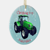 Aangepaste moderne Green Tractor "Kerstmis 20XX" Keramisch Ornament (Rechts)