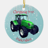 Aangepaste moderne Green Tractor "Kerstmis 20XX" Keramisch Ornament (Voorkant)