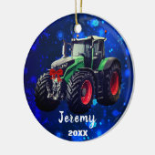 Aangepaste moderne Green Tractor "Kerstmis 20XX" Keramisch Ornament (Links)