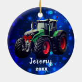 Aangepaste moderne Green Tractor "Kerstmis 20XX" Keramisch Ornament (Achterkant)