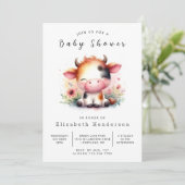 Aangepaste moderne grillige Koe Baby shower Kaart (Staand voorkant)