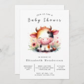 Aangepaste moderne grillige Koe Baby shower Kaart (Voorkant / Achterkant)