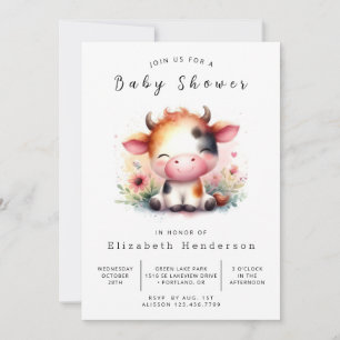 Aangepaste moderne grillige Koe Baby shower Kaart