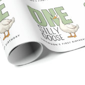 Aangepaste moderne groene één domme gans eerste ve cadeaupapier (Rol Hoek)